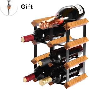 img 3 attached to 🍷 Stylish Wood Countertop Wine Rack for 9 Bottles: Unassembled, with Easy Storage – Ideal for Home Décor, Kitchen, Bar, Wine Cellar, Cabinet, and Pantry!