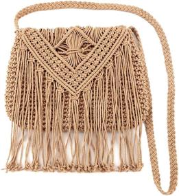 img 1 attached to Meyaus Fringed Cross Body Shoulder Bohemian Women's Handbags & Wallets for Totes