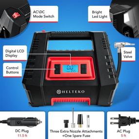 img 3 attached to Helteko Air Compressor Tire Inflator AC/DC: Portable Electric Digital Tire Pump for Car and Home, with Auto Shut-Off and Emergency LED Light - Suitable for Car Tires, Bicycles, and More!