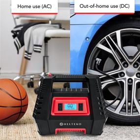 img 1 attached to Helteko Air Compressor Tire Inflator AC/DC: Portable Electric Digital Tire Pump for Car and Home, with Auto Shut-Off and Emergency LED Light - Suitable for Car Tires, Bicycles, and More!