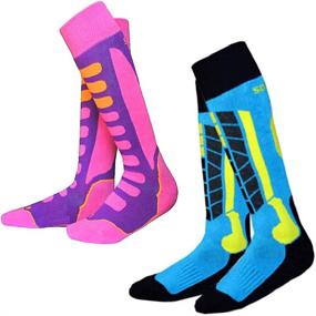 img 3 attached to 🧦 Pumkryth Winter Ski Socks for Boys: Blue Snowboarding Warm Hiking Knee Socks, Over The Calf OTC High Performance