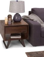 🪑 simplihome lowry solid acacia wood/metal 22" square end side table - modern industrial style in distressed charcoal brown, with storage drawer & shelf for living room/bedroom logo