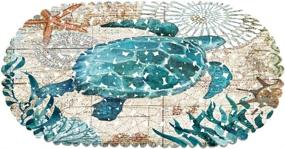 img 4 attached to 🐢 MOLFUJ Sea Turtle Bathtub Mat: Non-Slip Oval Pebble Shower Mat with Suction Cups – Safety Vinyl Anti-Skid Bath Mat for Baby Tub. Coastal Ocean Beach Nautical Themed Decor Bathroom Accessories.