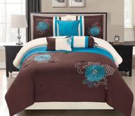 oversize turquoise embroidered comforter california logo