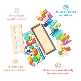 img 2 attached to The Block Set by Lovevery: 70-Piece Solid Wood Building Blocks with 20+ Interactive Activities and Wooden Storage Box