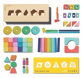img 3 attached to The Block Set by Lovevery: 70-Piece Solid Wood Building Blocks with 20+ Interactive Activities and Wooden Storage Box