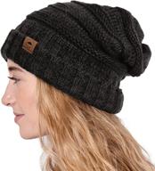 🧣 women's slouchy beanie winter hat by tough headwear - oversized cable knit slouch hats for cold weather - warm chunky knitted cap logo