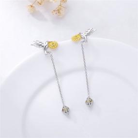 img 1 attached to 🌼 POTOPYY Daisy Hummingbird Earrings: Sterling Silver Bird Dangle Earrings for Women and Girls – Unique Gifts