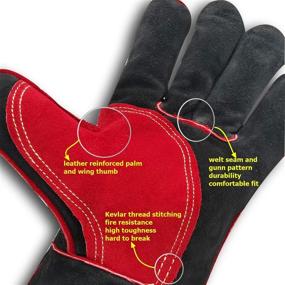 img 3 attached to 🧤 APEXSAFE 16-inch Leather Forge Welding Gloves: Ultimate Heat/Fire Resistant Mitts for Tig, Mig, BBQ, Oven, Grill, Fireplace, Baking, Furnace, Stove, Pot Holder, Welder, Animal Handling - Black