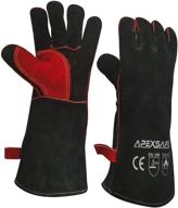 🧤 apexsafe 16-inch leather forge welding gloves: ultimate heat/fire resistant mitts for tig, mig, bbq, oven, grill, fireplace, baking, furnace, stove, pot holder, welder, animal handling - black logo