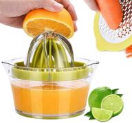 🍋 drizom manual citrus juicer squeezer with measuring cup and grater - lemon orange, 12oz, green logo