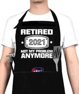 🎉 2021 retirement gift apron: funny retired 2021 - not my problem any more! chef's apron for men and women, perfect retirement gifts for husband, wife, mom, dad, friends logo