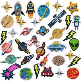 img 4 attached to 🌌 Solar System Iron on Patches: Embroidered Appliques for Clothing, Jackets, Backpacks & Jeans - 35 PCS Space Planets Stickers by Woohome