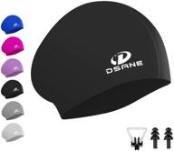 🏊 swimcap for long hair - ergonomic 3d design silicone swimming cap for women, kids, men, boys, girls + ear plug and nose clip logo