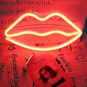 img 2 attached to 💋 DANIDEER Neon LED Lips Sign Art Decorative Lights - Wall Decoration, Glow Lamp for Kids Boy and Girl - Unique Gift for Any Occasion (Red)