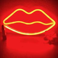 💋 danideer neon led lips sign art decorative lights - wall decoration, glow lamp for kids boy and girl - unique gift for any occasion (red) логотип