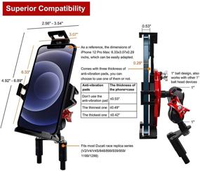 img 1 attached to 🏍️ Виндфрд держатель для телефона для мотоцикла Ducati Panigale V4/V4S: регулируемый размер, красный - крепежное устройство для моделей 959, 939, 848, 899, 1199, 1299, Super Sport/S.