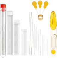 🧵 beading needles set - 46 pieces | includes 5 sizes of big eye needles, 3 sizes of long straight needles | storage tube, scissor, threader, thimble | ideal for jewelry making logo