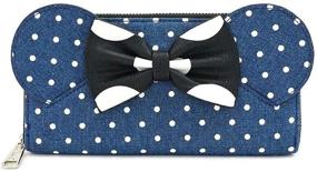 img 3 attached to 👜 Loungefly x Minnie Mouse Denim Polka Dot Zip-Around Wallet: Chic and Stylish Disney-Inspired Accessory