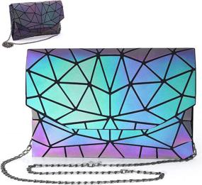 img 4 attached to Chosping Geometric Luminous Holographic Reflective Women's Handbags & Wallets for Fashion Backpacks