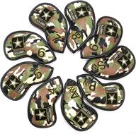 🏌️ barudan golf 9pcs green camo golf iron covers - club headcovers set, high-quality leather for taylormade m2 m7, titleist 917, callaway epic irons 4 5 6 7 8 9 aw sw pw wedge - oversized logo