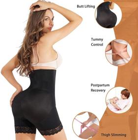 img 3 attached to 🩲 Nebility High Waist Tummy Control Panty Lace Butt Lifter Shapewear for Women - Slimming Body Shaper Shorts