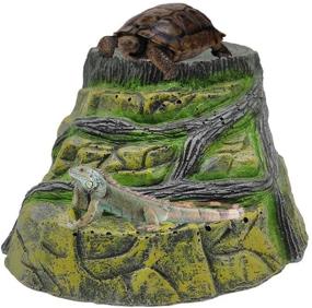 img 2 attached to 🦎 Reptile Habitat Cave - Resin Rock Hideout for Lizards, Frogs, Turtles, and Snakes - Fish Tank Decor