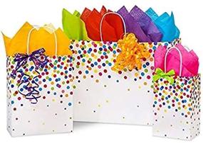 img 3 attached to Premium Set of 6 Rainbow Confetti Paper Shopping Bags (USA Made) with Tissue Paper - Eco-Friendly & Recyclable