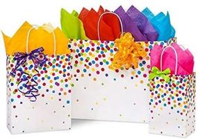 img 2 attached to Premium Set of 6 Rainbow Confetti Paper Shopping Bags (USA Made) with Tissue Paper - Eco-Friendly & Recyclable