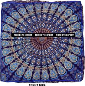 img 2 attached to 🛋️ Blue Indian Mandala Floor Pillow Square Ottoman Pouf Daybed - Oversized Cushion Cover Cotton Seating for Ottoman Poufs, Dog/Pets Bed - Third Eye Export (Cover Only)