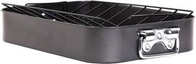 img 4 attached to Roaster Пансия Gibson Home Top Roast: сковорода высокого качества с подставкой, глубина 1 дюйм.