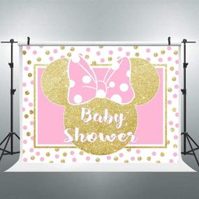 img 4 attached to 🐭 Riyidecor Mouse Head Backdrop 8x6ft - Princess Pink and Gold Polka Dots - Girl Photography Background for Newborn Birthday Party, Decoration, Banner Props, Photo Shoot Studio - Vinyl Cloth