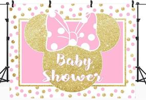 img 3 attached to 🐭 Riyidecor Mouse Head Backdrop 8x6ft - Princess Pink and Gold Polka Dots - Girl Photography Background for Newborn Birthday Party, Decoration, Banner Props, Photo Shoot Studio - Vinyl Cloth