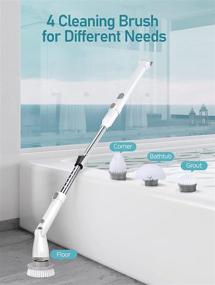 img 2 attached to 🔋 Powerful Electric Spin Scrubber with 90:min Worktime, Adjustable 47in Spin Scrubber - IPX7 Waterproof, Perfect for Tile, Floor, Bathtub, and Bathroom Cleaning