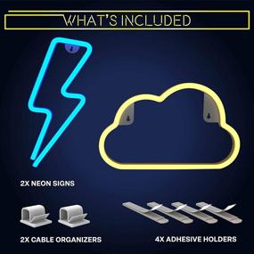 img 3 attached to 🌩️ LED Cloud Neon Signs - Lightning Bolt Neon Lights (Blue and Warm) for Bedroom - Bedroom Neon Sign LED Lights - Wall-mounted Cloud Light LED Sign for Bedroom Wall