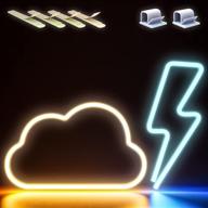 🌩️ led cloud neon signs - lightning bolt neon lights (blue and warm) for bedroom - bedroom neon sign led lights - wall-mounted cloud light led sign for bedroom wall логотип