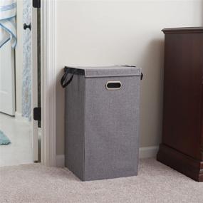 img 3 attached to Grey Collapsible Laundry Hamper with Magnetic Lid - Household Essentials 5620