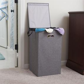 img 2 attached to Grey Collapsible Laundry Hamper with Magnetic Lid - Household Essentials 5620