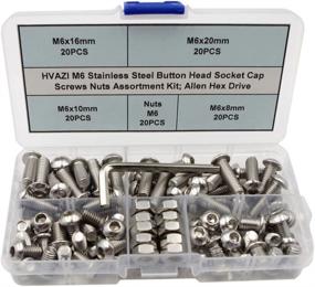 img 3 attached to 🔩 HVAZI M6 Stainless Steel Button Head Socket Cap Screws Nuts Assortment Kit: High-Quality Allen Hex Drive Hardware Collection