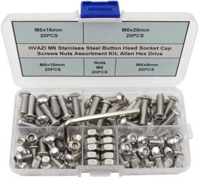 img 4 attached to 🔩 HVAZI M6 Stainless Steel Button Head Socket Cap Screws Nuts Assortment Kit: High-Quality Allen Hex Drive Hardware Collection