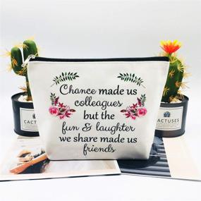img 2 attached to 🎉 Retirement Gifts for Women - Leaving Gifts for Colleagues, Best Friends, Coworkers, Boss, Nurse, Teachers, Retirees - Work BFF, Bestie - Funny Birthday - Retired - Chance Made us Colleagues Makeup Bag