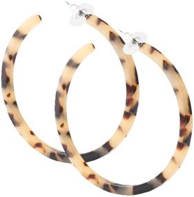 img 4 attached to Trendy and Chic PHALIN Acrylic Hoop Earrings: Geometric Resin Studs for Fashionable Women and Girls