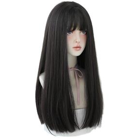 img 2 attached to 💇 7JHH WIGS Black Synthetic Hair Dye Wig for Women - Natural Long Straight Wig With Bangs (22inch)