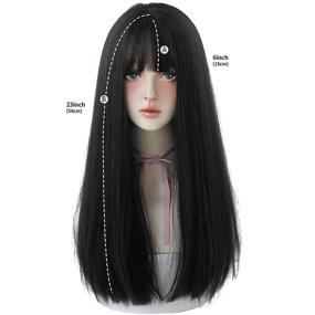 img 1 attached to 💇 7JHH WIGS Black Synthetic Hair Dye Wig for Women - Natural Long Straight Wig With Bangs (22inch)