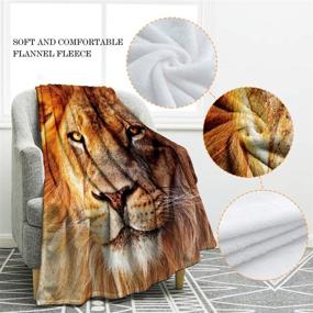 img 3 attached to 🦁 Jekeno Lion Throw Blanket - Soft & Warm Bed & Couch Blanket for Kids and Adults - 50"x60