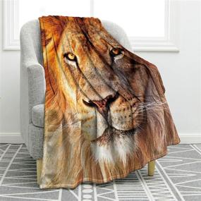 img 4 attached to 🦁 Jekeno Lion Throw Blanket - Soft & Warm Bed & Couch Blanket for Kids and Adults - 50"x60