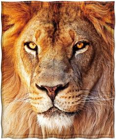 img 2 attached to 🦁 Jekeno Lion Throw Blanket - Soft & Warm Bed & Couch Blanket for Kids and Adults - 50"x60