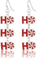 🎅 rarelove christmas cute hohoho dangle earrings - red candy cane color, silver plated alloy - holiday jewelry for women and girls logo