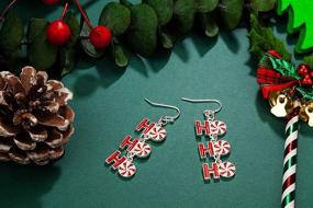 img 2 attached to 🎅 RareLove Christmas Cute HoHoHo Dangle Earrings - Red Candy Cane Color, Silver Plated Alloy - Holiday Jewelry for Women and Girls