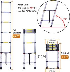 img 3 attached to 🔧 Телескопическая лестница Terokota 6.6FT: легкая складная алюминиевая раскладная лестница для автодома, чердака, чердачного помещения, дома с вместимостью 330 фунтов - складная расширяемая лестница для удобного хранения.